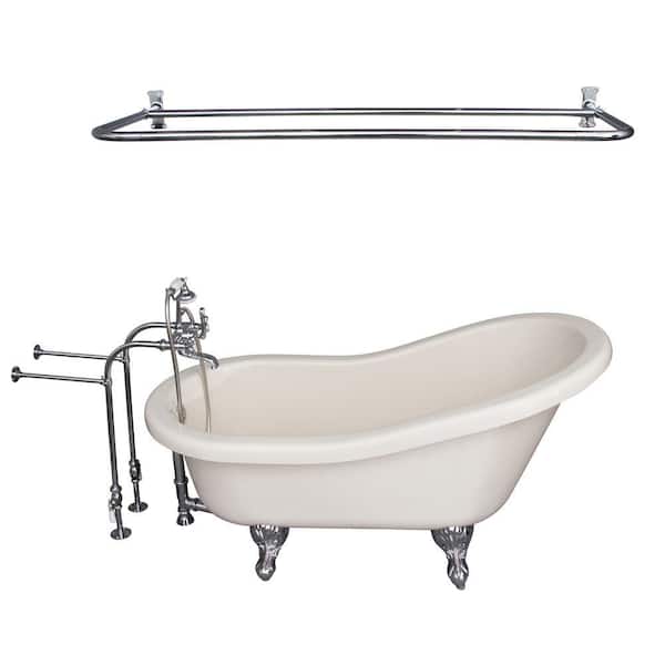 Barclay Products 5 ft. Acrylic Ball and Claw Feet Slipper Tub in Bisque with Polished Chrome Accessories