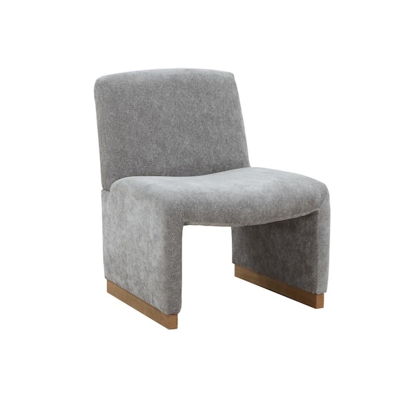 CSC DECOR INC Gray Mid-Century Living Room Armless Chair Upholstered Slipper Chair with Soft Fabric and Wood Legs Accent Chair