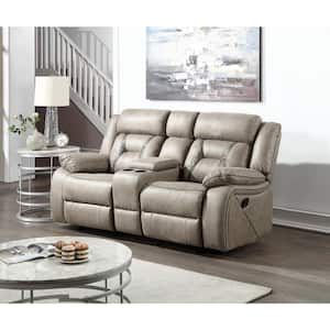 Tyson 76 in. Gray Polyester Console Loveseat with Manual Recliner