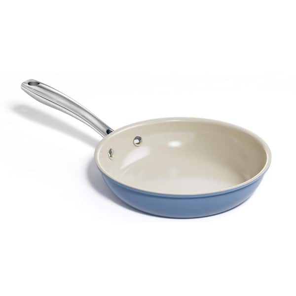 8 in. Blue Ceramic Non Stick Frying Pan Skillet, Cooking Pan Non-Toxic with Stay Cool Handle, Dishwasher and Oven Safe