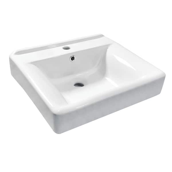 Concord 20 in. Ceramic Semi-Recessed Bathroom Sink in White