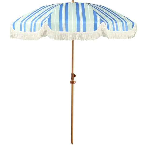 Unbranded 6.5 ft. Aluminum Tilt Beach Umbrella in Blue Green