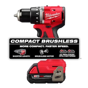 M18 18-Volt Lithium-Ion Brushless Cordless 1/2 in. Compact Drill/Driver Kit with M18 2 Gal. Cordless Wet/Dry Vacuum