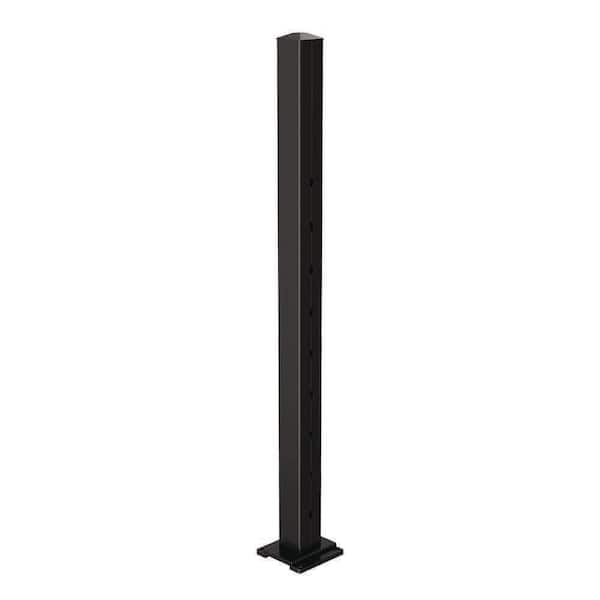 42 in. H Aluminum Stair End Post Kit in Matte Black for Cable Deck Railing