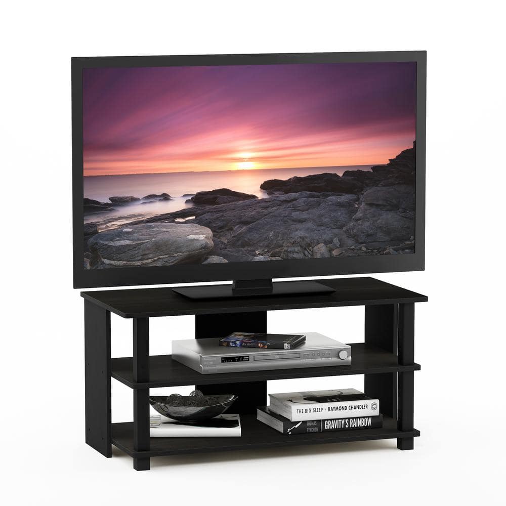 Espresso and Black 3-Tier TV Stand for 40" TV