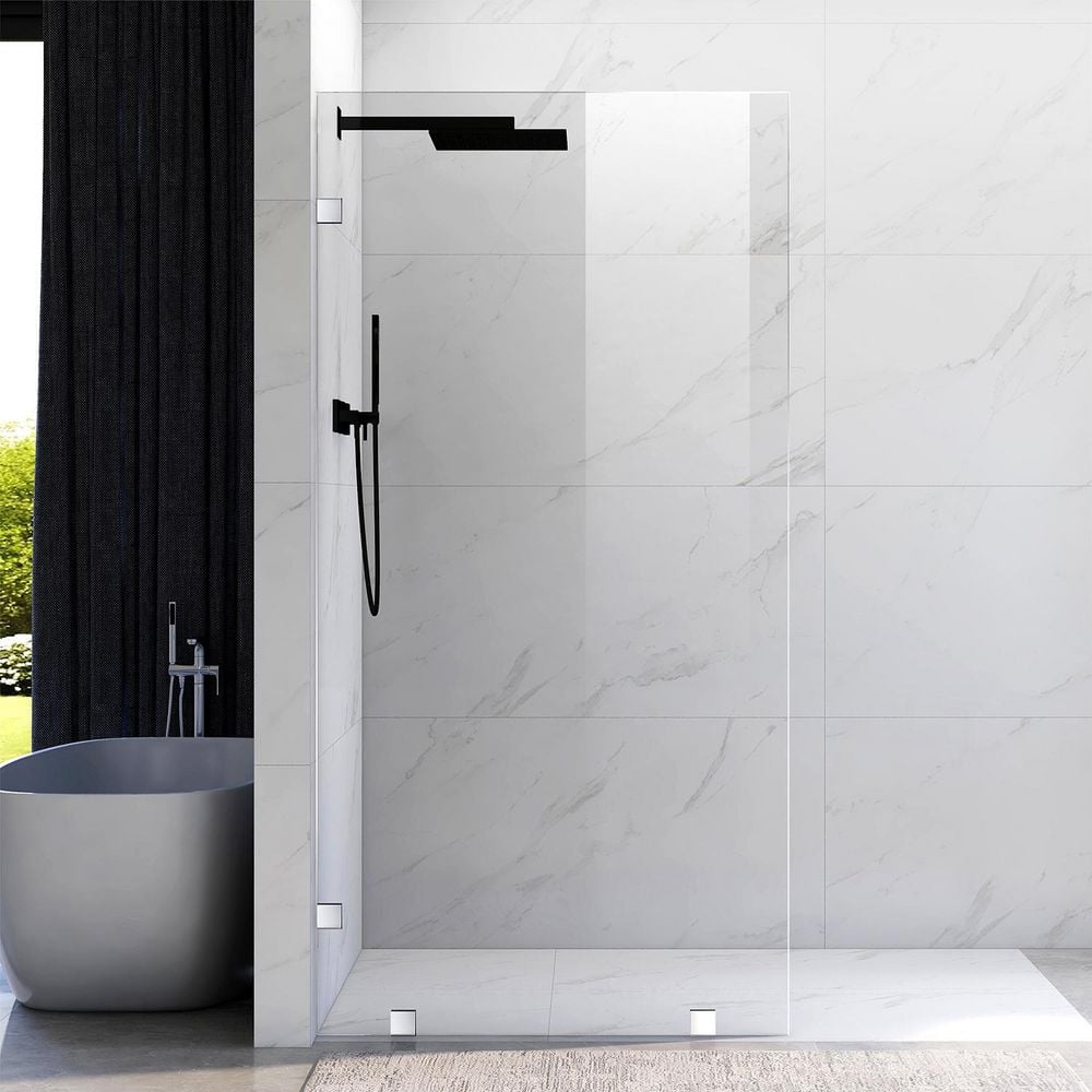 UNIKOO UKH07B2 41 in. W x 80 in. H Frameless Fixed Shower Door