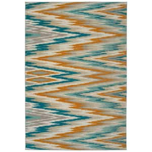 Legata Collection Gold 5'3" x 7'3" Rectangle Residential Indoor-Outdoor Area Rug