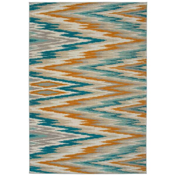 Legata Collection Gold 9' x 12' Rectangle Residential Indoor-Outdoor Area Rug