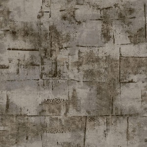 Italian Textures 2 Brown/Grey Block Texture Vinyl on Non-Woven Non-Pasted Wallpaper Roll (Covers 57.75 sq.ft.)