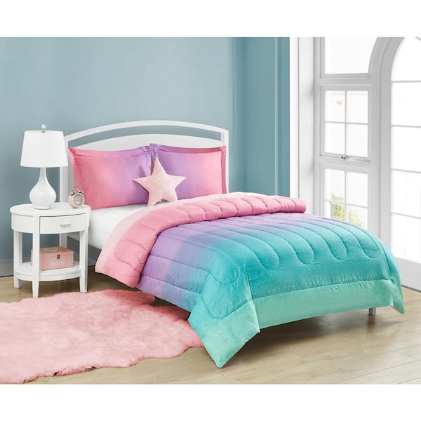 NEW Pink Red Ombre Reversible Printed Bedding Bed Duvet Set All Sizes 