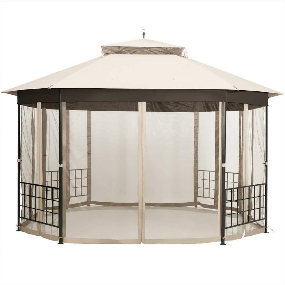Outdoor 12 ft. x 10 ft. Beige Patio Gazebo Tent with Mosquito Net price history on PriceWatchPro