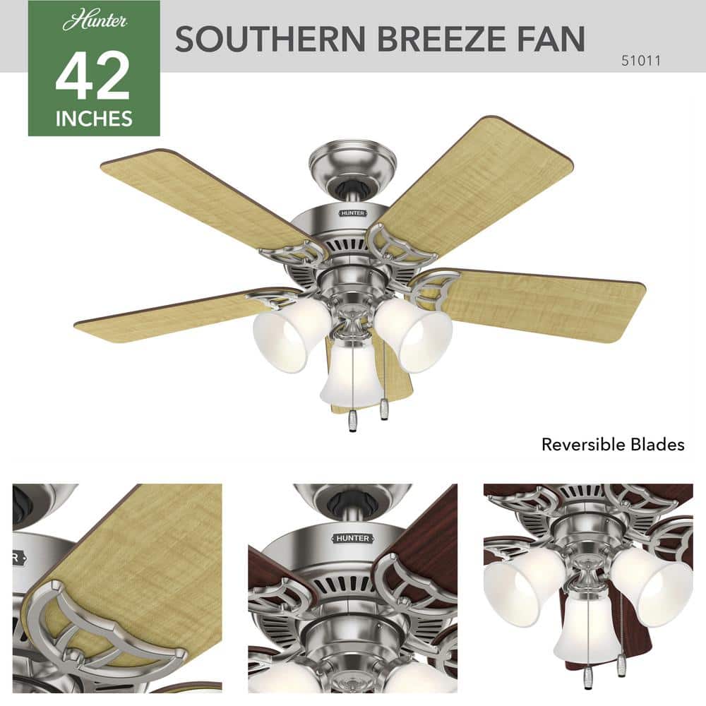 Brushed Nickel Ceiling Fan with Cherry and Maple Blades