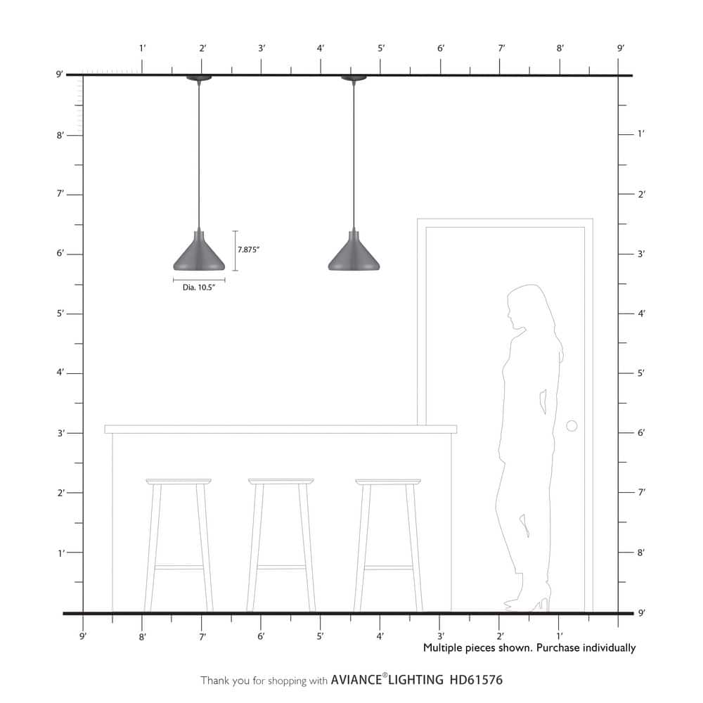 Black and Gold Aluminum Mini Pendant Light