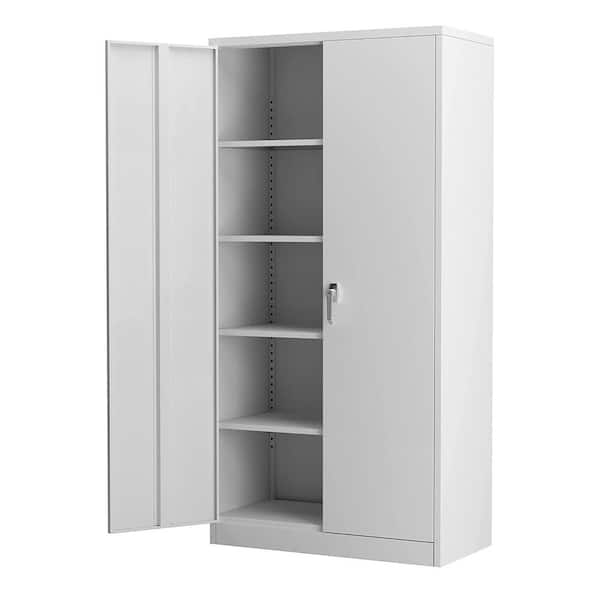 Aobabo 72 in. Gray Door Locking Storage Cabinet with Adjustable Shelves