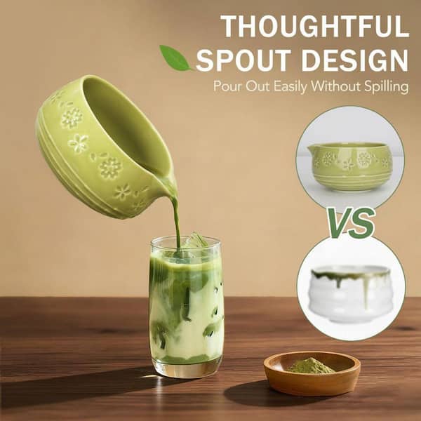JFVKAF Japanese Matcha Tea Ceremony Kit 8-Piece Ceramic Bowl with