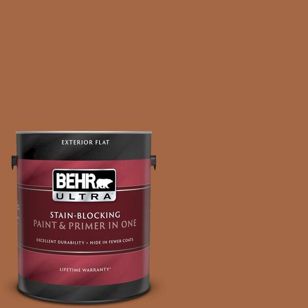 BEHR ULTRA 1 gal. #UL120-5 Maple Glaze Flat Exterior Paint and Primer in One