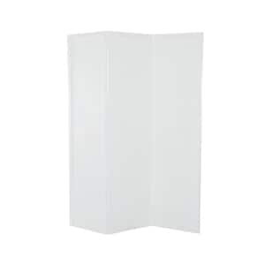 6 ft. White 3 Panel Hinged Foldable Partition Room Divider Screen with Carved Design