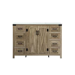 Timeless Home 48 in. W x 19 in. D x 34 in. H Bath Vanity in Natural Oak with Ivory White Engineered Stone Top