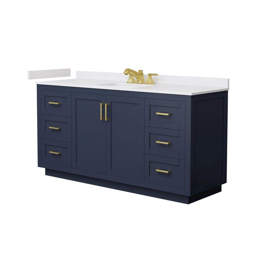 Miranda 66 in. Single Freestanding Dark Blue Bath Vanity with White Cultured Marble Top Assembled price history on PriceWatchPro