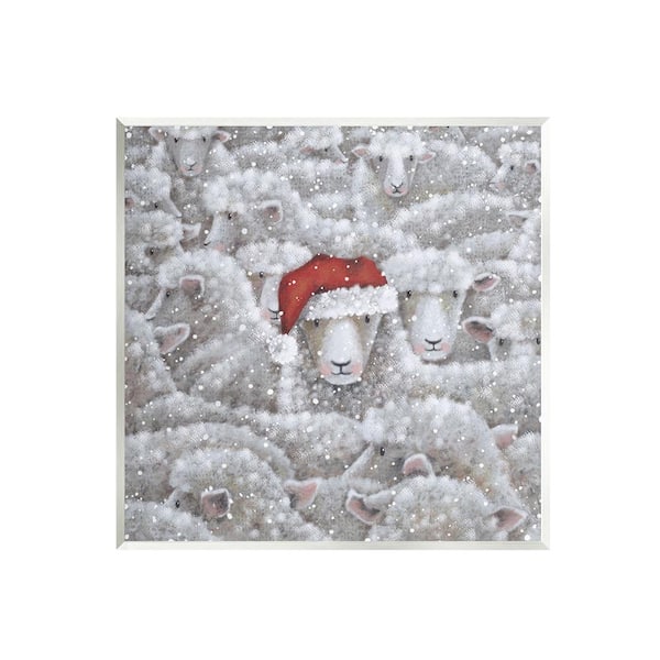 Stupell Industries Sheep with Santa Hat by Nicola Mason 1-Piece Unframed Graphic Print Animal Poster Art Print 12 in. x 12 in.