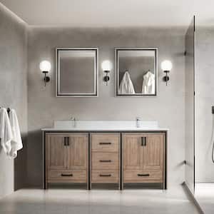 Ziva 72 in W x 22 in D Rustic Barnwood Double Bath Vanity, Cultured Marble Top and 30 in Mirrors