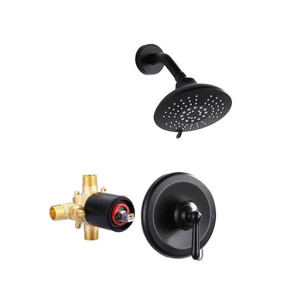ARCORA Single Handle 5-Spray Settings Shower Faucet 1.8 GPM with 6 in. High Pressure Rain Shower Head in Matte Black