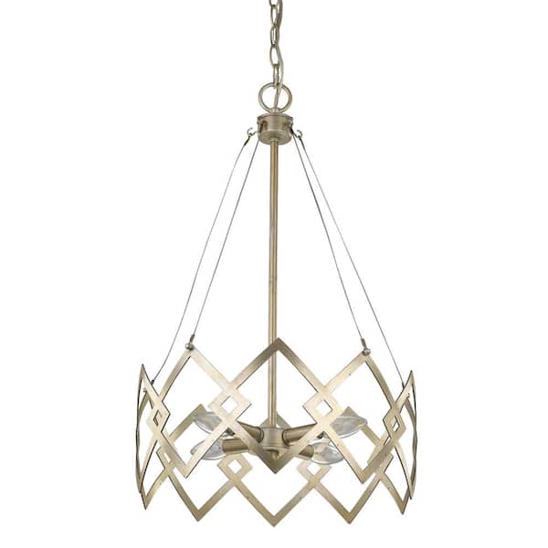 Acclaim Lighting Nora 4-Light Washed Gold Drum Pendant with Abstract Open-Air Cage Shade