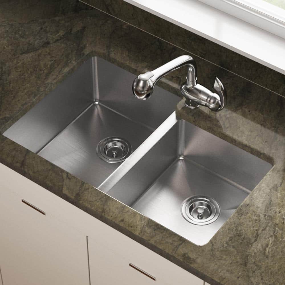 MR Direct Undermount Stainless Steel 31 in. Double Bowl Kitchen Sink ...