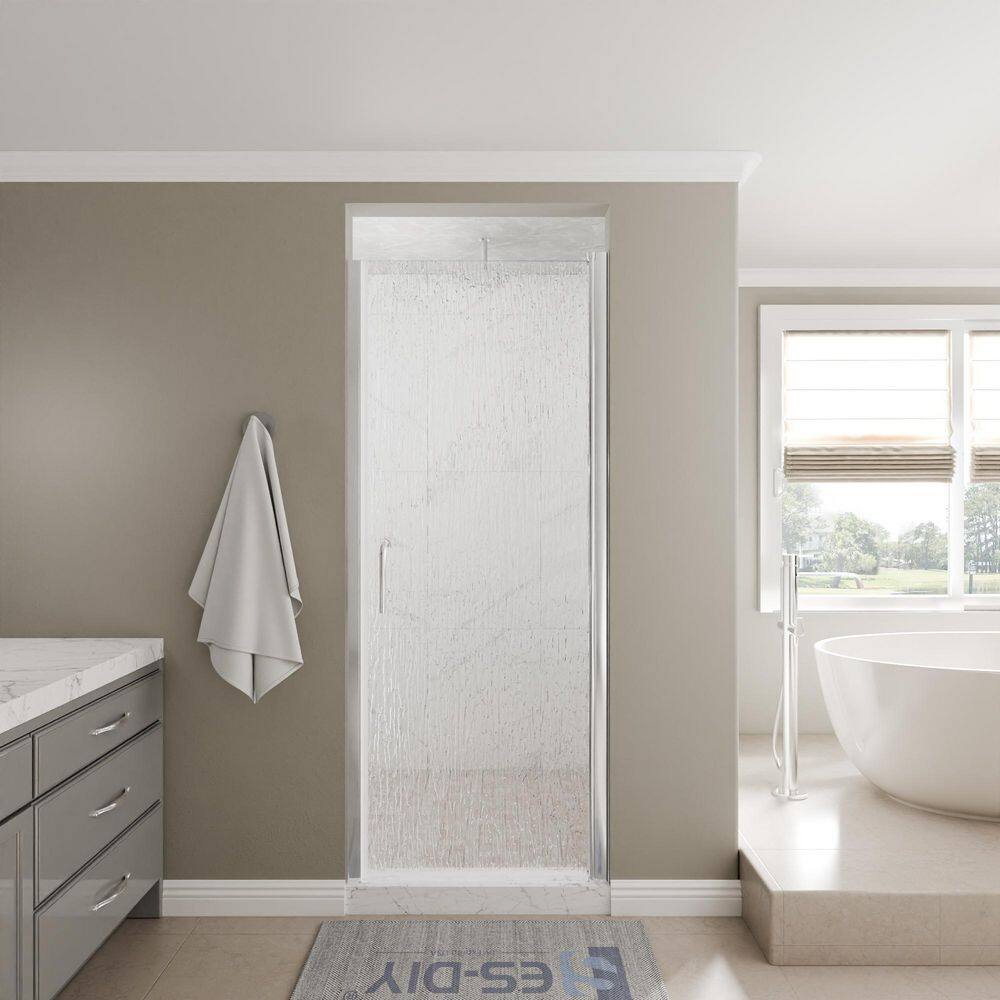 30-32 in. W x 72 in. H Frameless Pivot Shower Door in Chrome with Rian Glass price history on PriceWatchPro