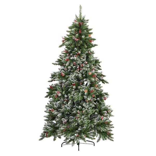 Karl home 7.5 ft. Flocked Artificial Christmas tree,450 Multi-Color and ...
