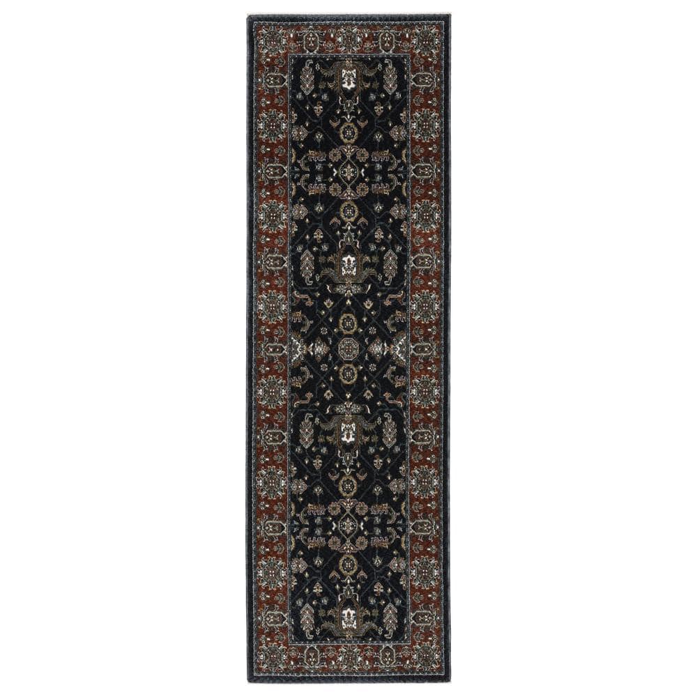 Victoria Navy/Red 2 ft. x 8 ft. Vintage Oriental Traditions Polyester Fringed-Edge Indoor Runner Area Rug price history on PriceWatchPro