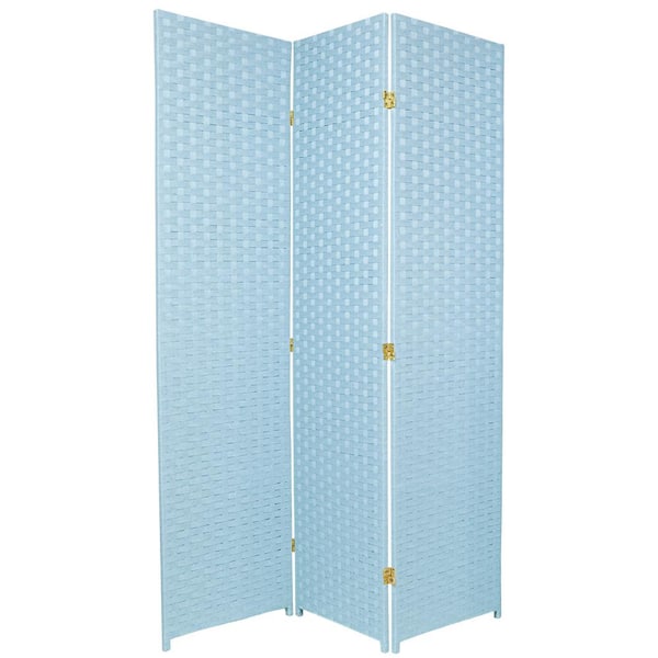 Oriental Furniture 6 ft. Aqua Blue 3-Panel Room Divider SSFIBER2-3P-ABL ...