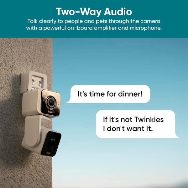 Pan Cam Duo, Dual Cam Indoor/Outdoor, Plug-in 2K Security Camera with Pan/Tilt/Zoom, Color Night Vision, and Spotlight
