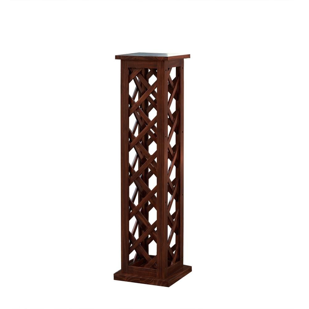 Lukvuzo 12Bottle Walnut Finish Pine Wood Freestanding Wine Rack, Wine
