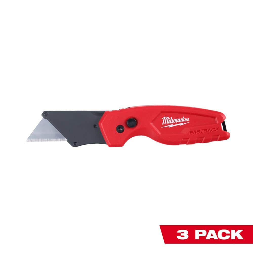 Milwaukee FASTBACK Compact Folding Utility Knife with General Purpose Blade (3-Pack)