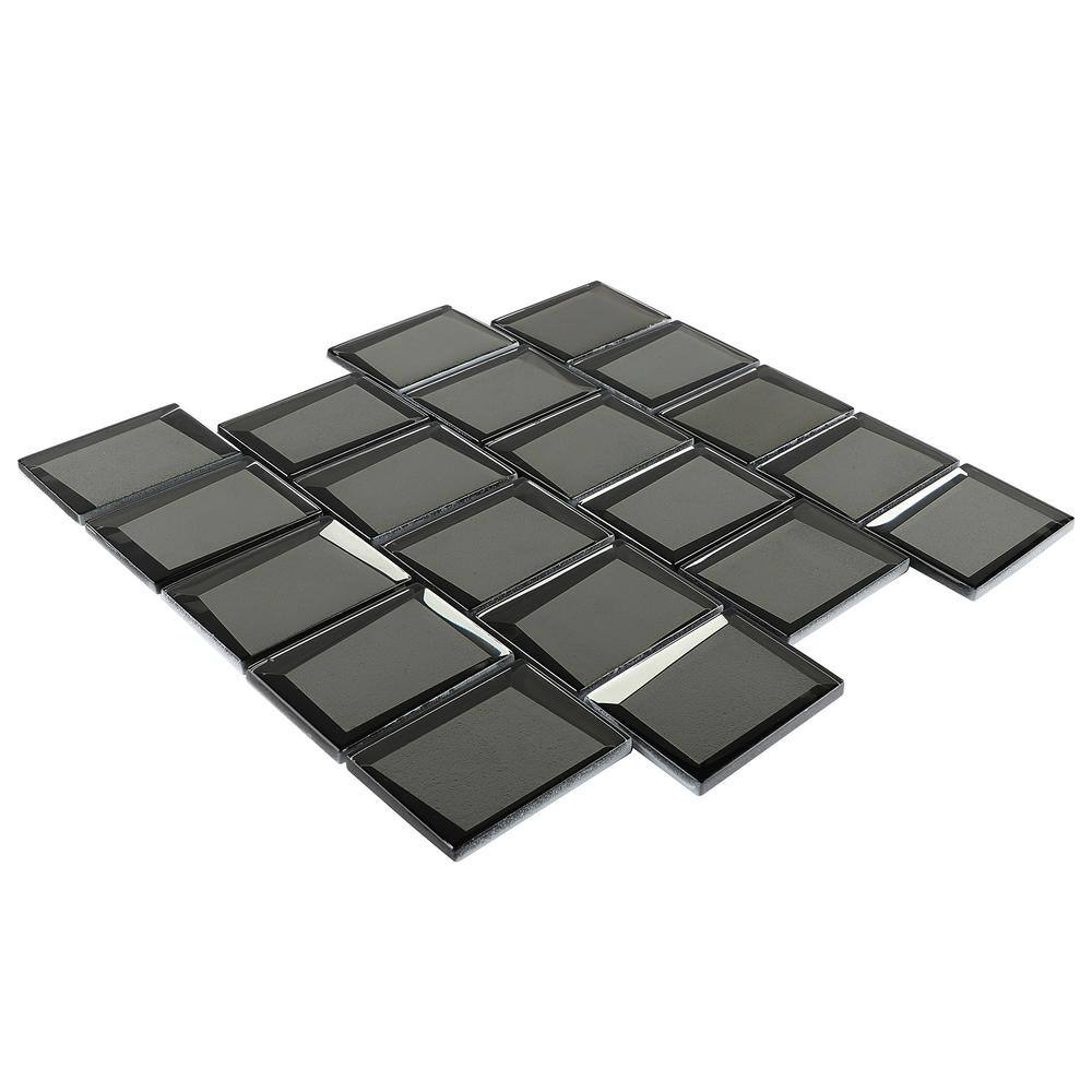 Kaur Platinum Silver Polished Glass Mosaic Wall Tile