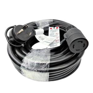 25 ft. 10/3 3-Wire RV 30 Amp 125-Volt NEMA TT-30P Plug to Generator L14-30R Transfer Switch Adapter Cord(2-Hots Bridged)