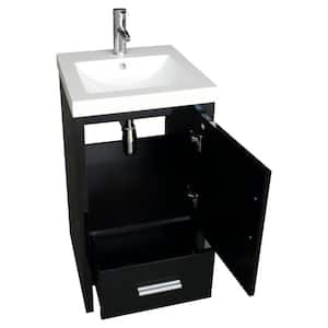 18 in. W x 18 in. D x 31.5 in. H Single Sink Freestanding Bathroom Vanity in Black with White Top and Faucet