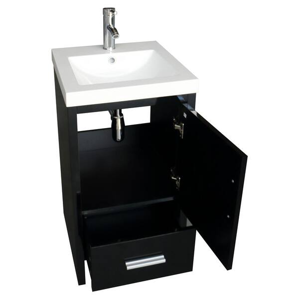 Wonline 18 in. W x 18 in. D x 31.5 in. H Single Sink Freestanding Bathroom Vanity in Black with ...