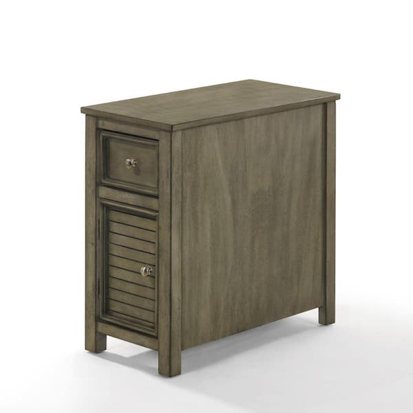 Benjara 11.81 in. Gray Rectangular Wood Top End Table