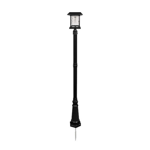 Aspen 1-Light Black Outdoor Post Light with Lamp Post 6.5 ft Black Cast Aluminum Post and inground EZ Anchor