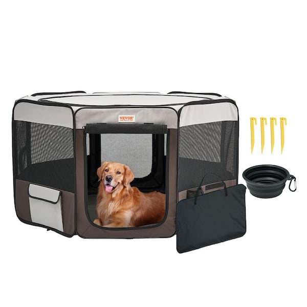 VEVOR 46 in. Foldable Dog Cat Playpen Premium Waterproof 600D Oxford Cloth Indoors/Outdoors Portable Crate Kennel for Puppys