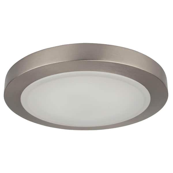 Unbranded Angel 9.5 in. 120-Watt Brushed Nickel Integrated LED Flush Mount with Frosted Glass Silver Shade