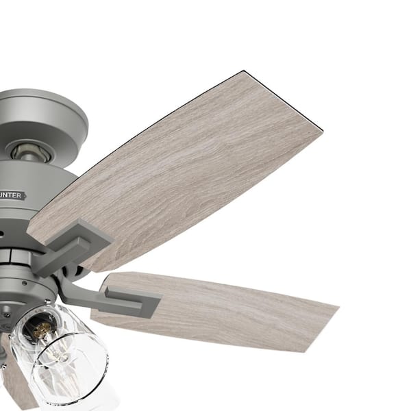 Hunter - Gatlinburg 44 in. Indoor Matte Silver Ceiling Fan with Light Kit and Remote Included