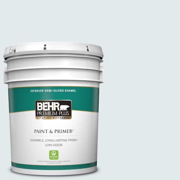 BEHR PREMIUM PLUS 5 gal. #570A-1 Ice Floe Semi-Gloss Enamel Low Odor Interior Paint & Primer