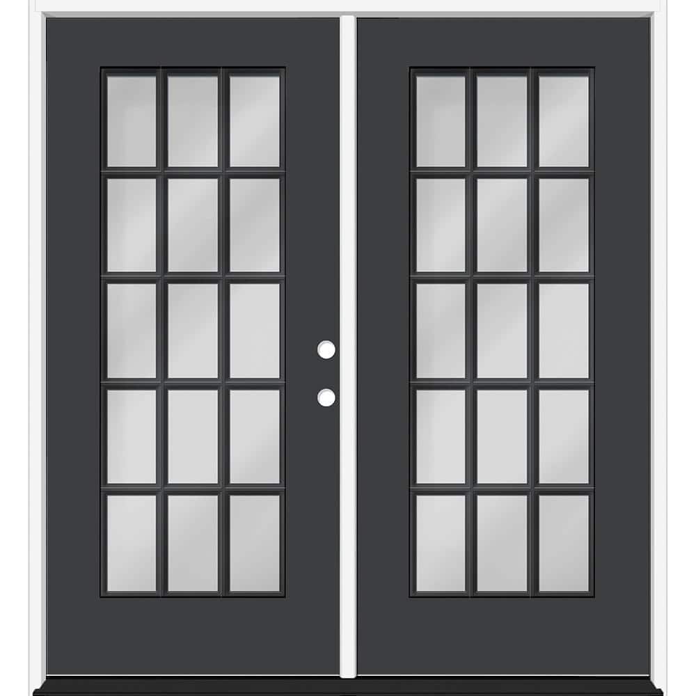 Reliant 72 in. x 80 in. FullLite 15L-SDL Clear Glass LHIS Black Finish Fiberglass Double Prehung Front Door w/6in. Jamb price history on PriceWatchPro