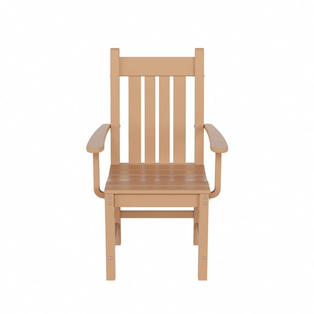 Teak Outdoor Patio Dining Armchair with Contoured Back