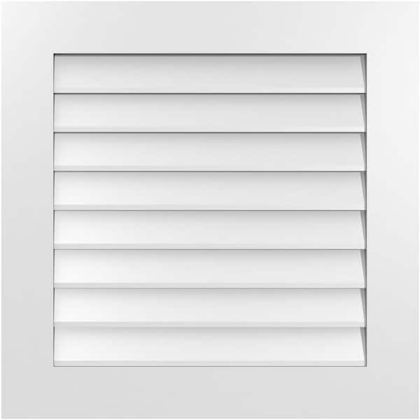 Ekena Millwork 28 in. x 28 in. Vertical Surface Mount PVC Gable Vent: Decorative with Standard Frame