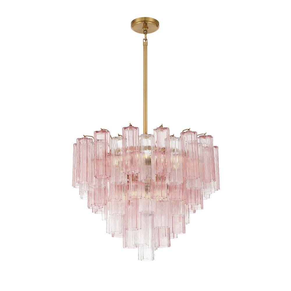 Crystorama Addis 12-Light Aged Brass Chandelier ADD-312-AG-SP