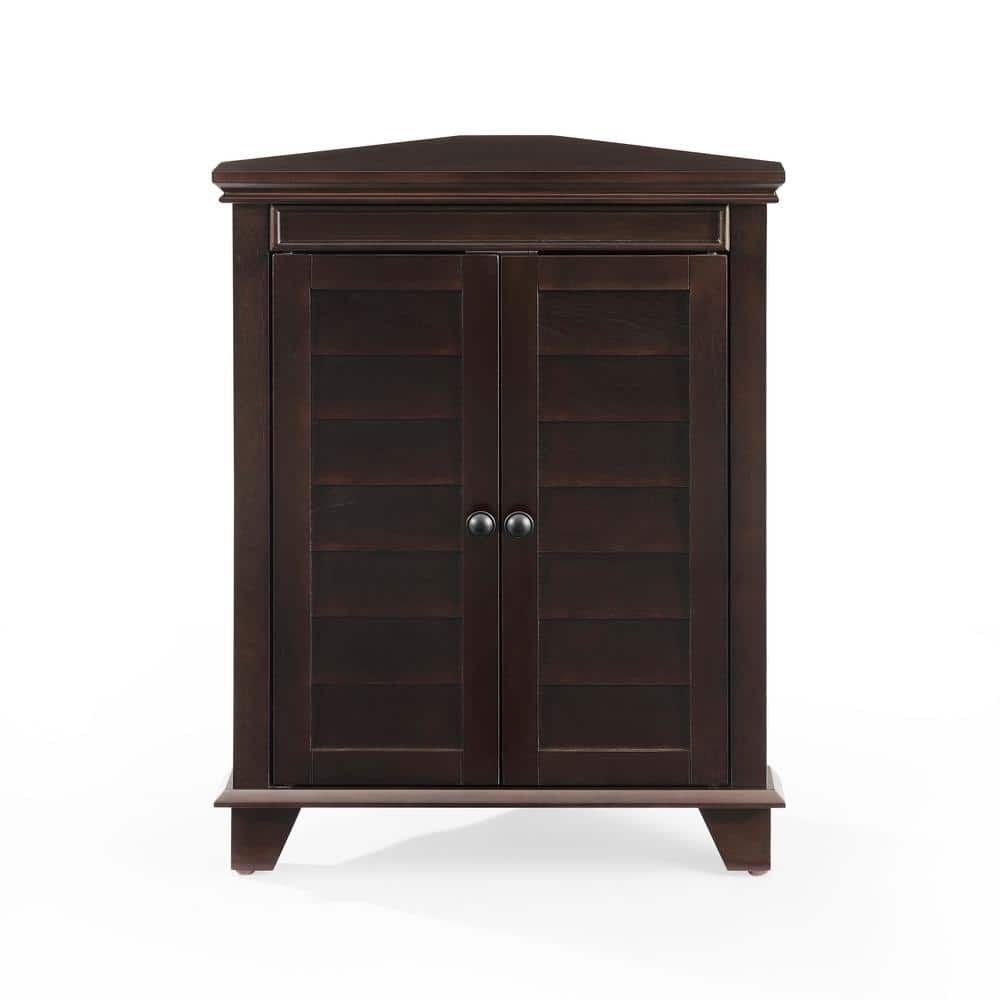 Espresso Birch Corner Bathroom Cabinet with Adjustable Shelves